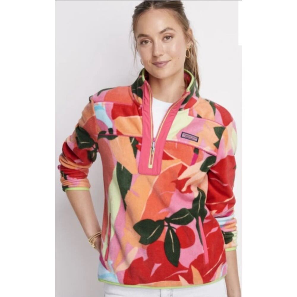 Vineyard Vines Women's Printed Fleece SuperShep Quarter-Zip Size XS
